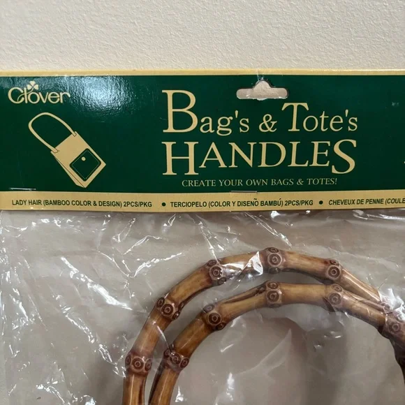 Set of 2 vintage faux bamboo bag handles - Picture 4 of 8